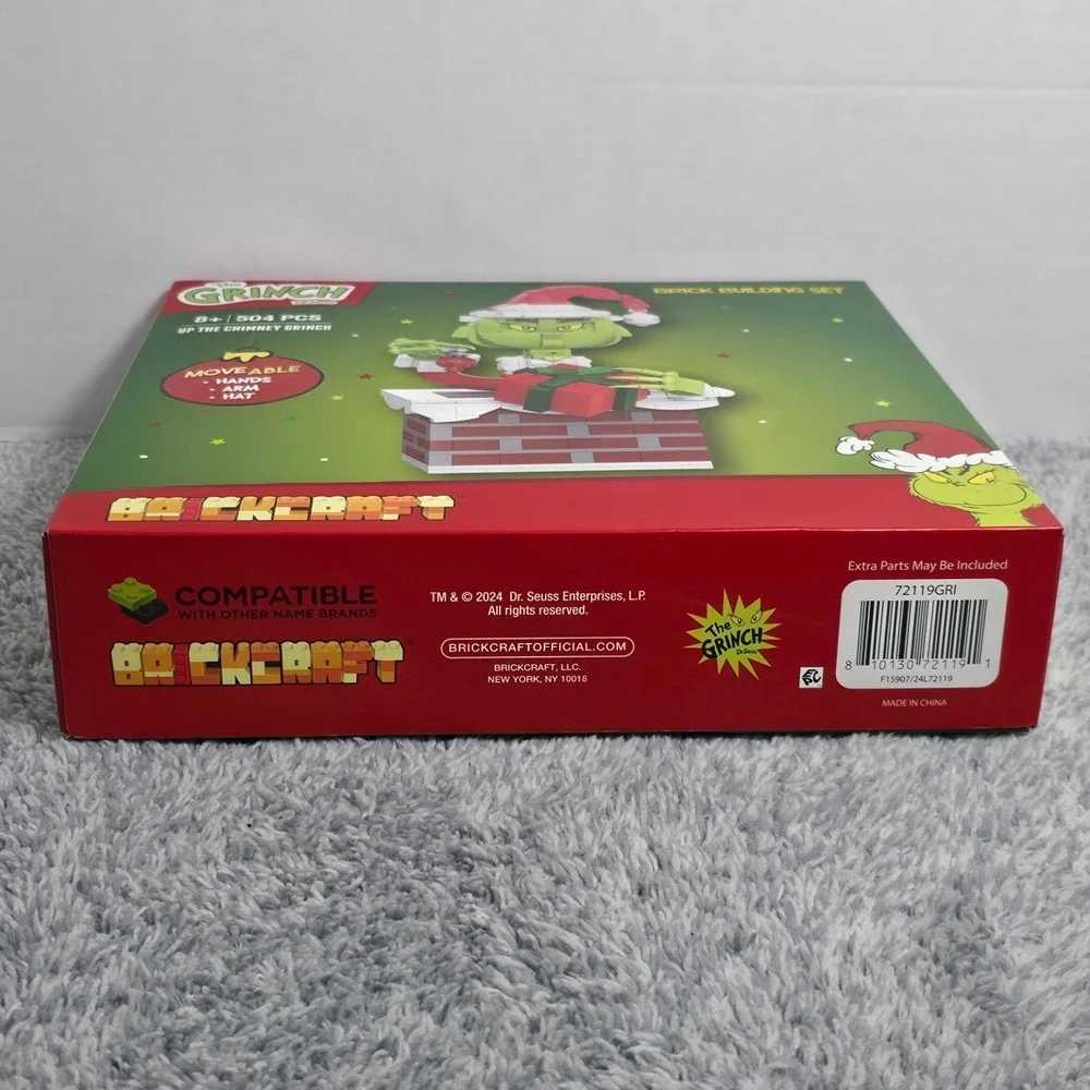 Dr Seuss The Grinch Up The Chimney 504 pc Brick Building Toy Set Brickcraft XMAS